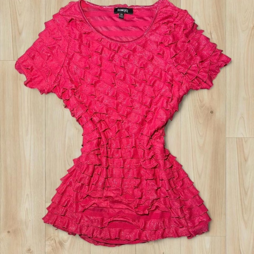 Elementz hot pink ruffle top
